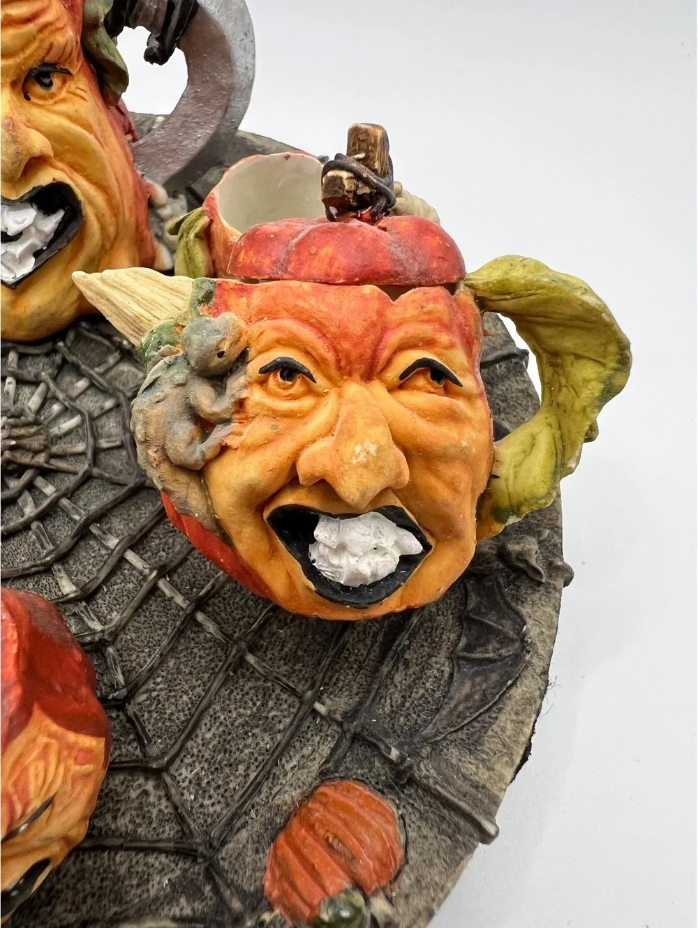 Vintage miniature pumpkin Halloween Fall tea set